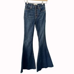 Free People Bell Bottom Flared Raw Hem Denim Jeans Size 24